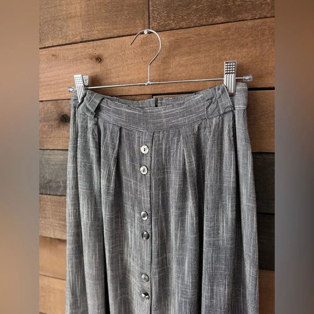 Vintage 90s Button Front Midi Skirt Norton McNaughton Size 8 - Picture 8 of 12